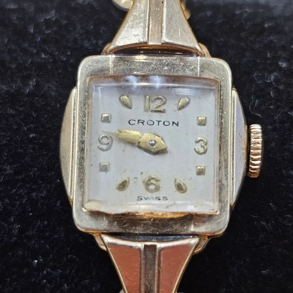 Croton 10k RGP 17 Jewel Vintage Ladies Cocktail Watch Runs Great